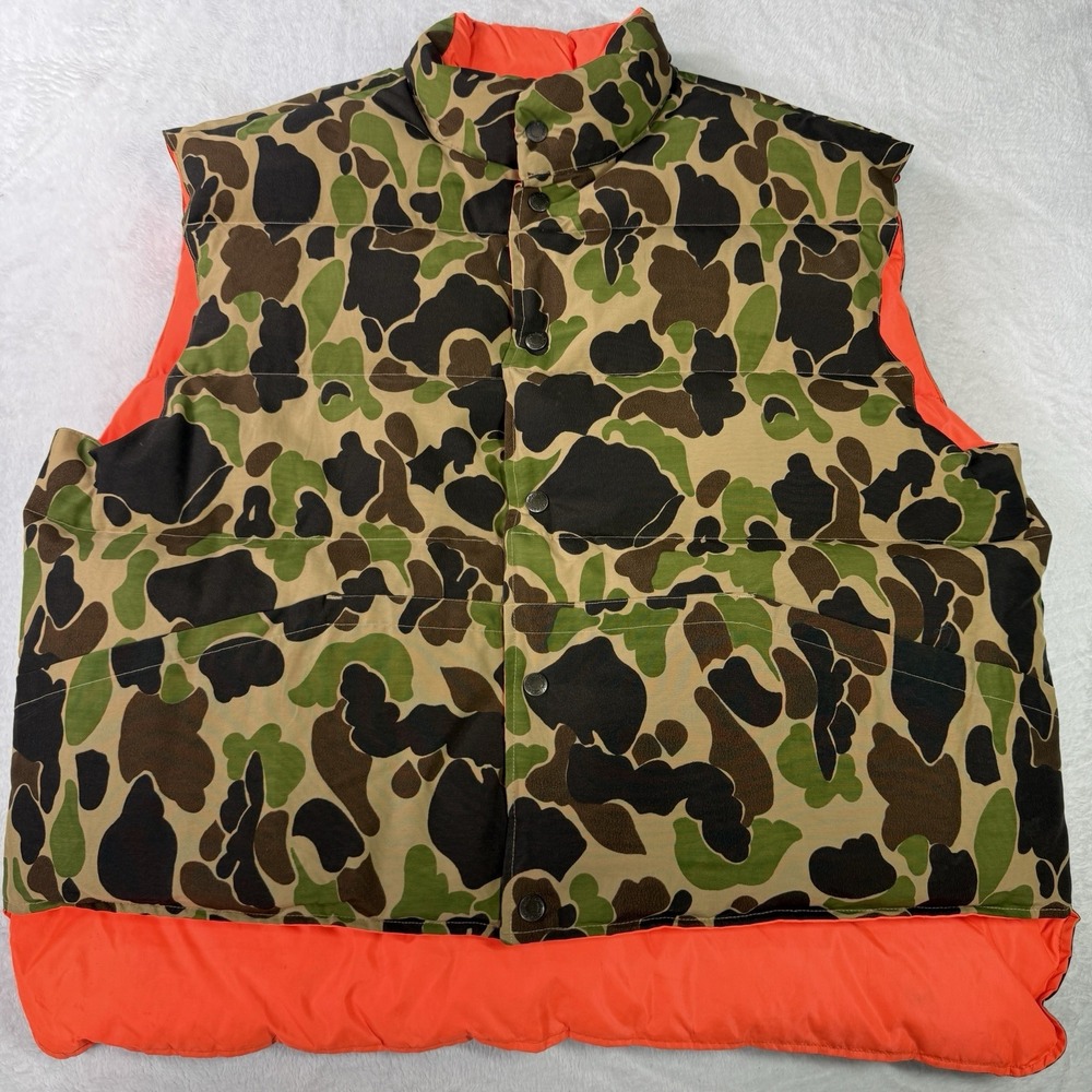 Vintage Duck Camo Puffer Vest Mens 2XL Down 80s 90s Hunting Reversible